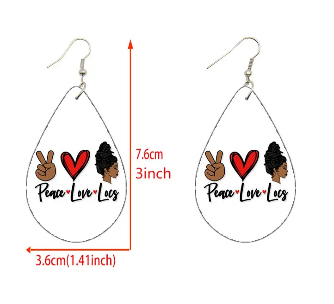 Beautiful Peace Love Locs Earrings