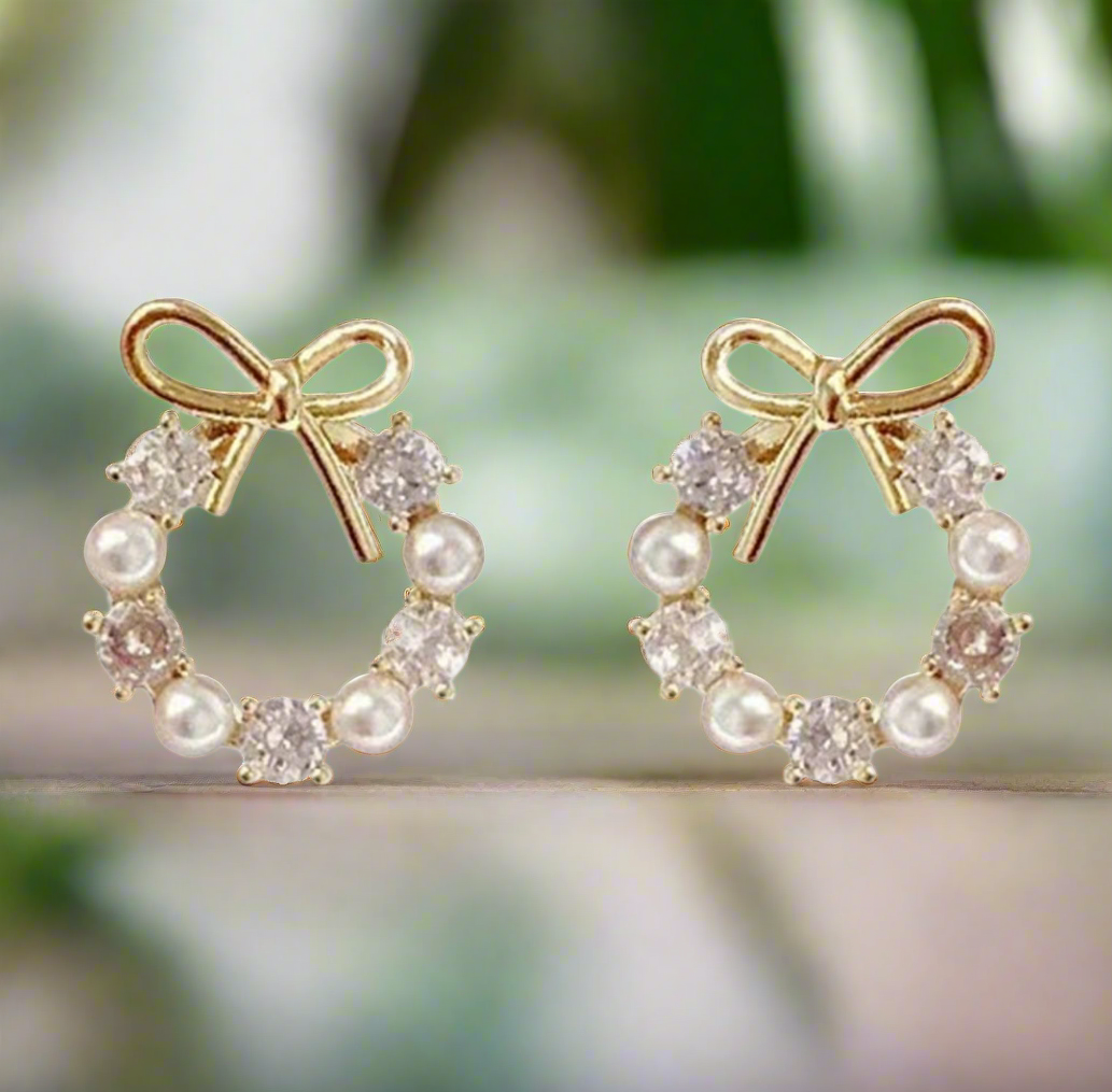 Gorgeous Pearl Bow Earrings