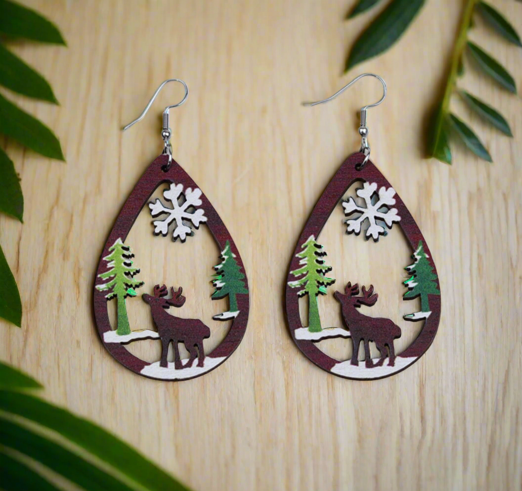 Winter Wonderland Reindeer/Moose Earrings