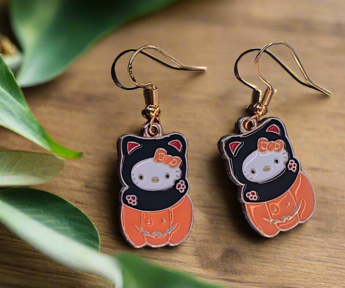 Cute n Spooky Halloween Kitty Earrings (Variations Available)