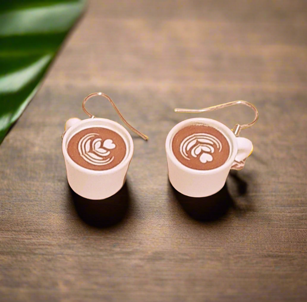 Adorable Heart Coffee Cup Earrings