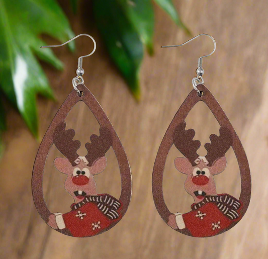 Festive Christmas Reindeer Earrings