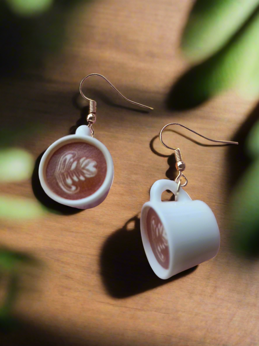 Adorable Swirl Coffee Cup Earrings