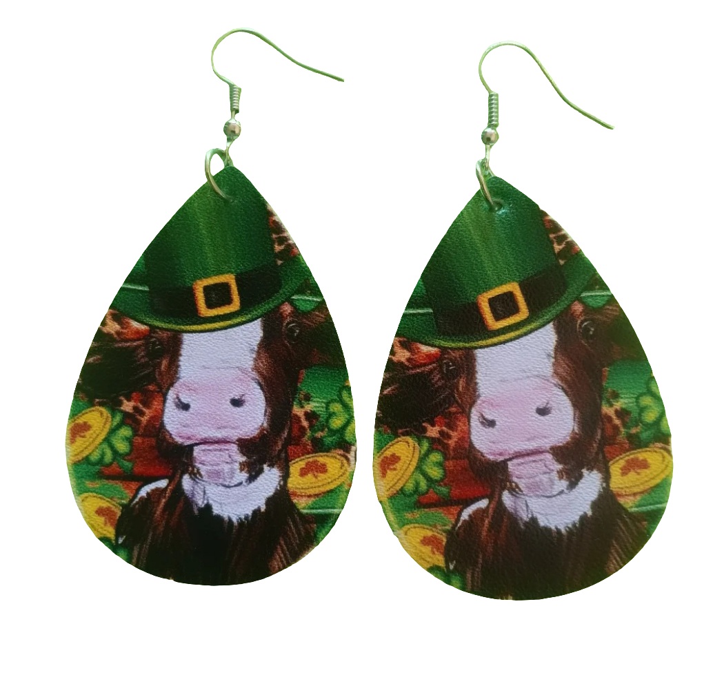 Fun Farm Style Irish Cow Earrings