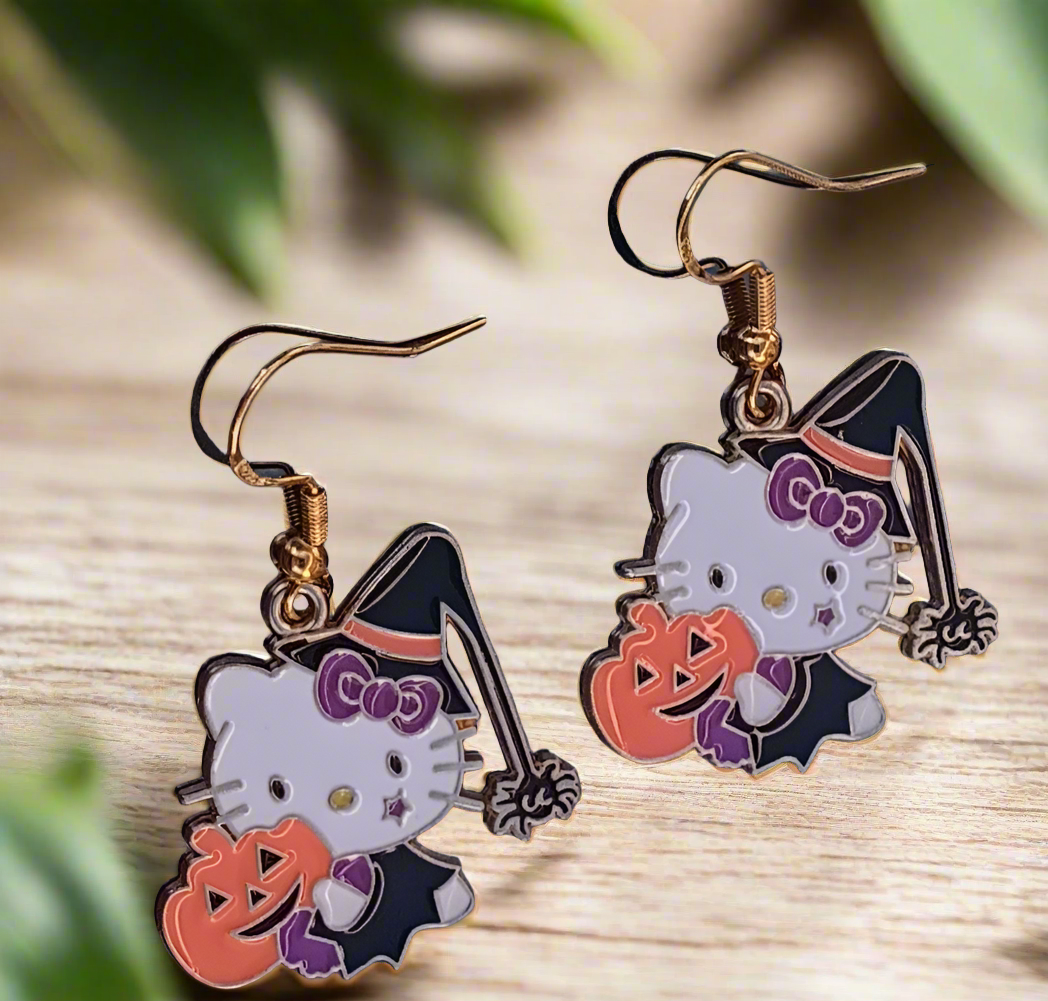 Cute n Spooky Halloween Kitty Earrings (Variations Available)