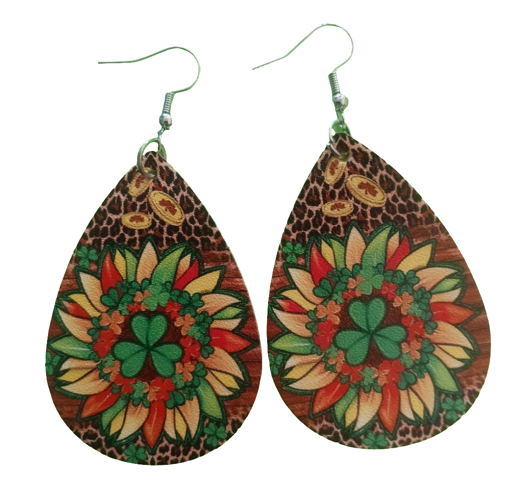 Colorful Lucky Sunflower Clover Earrings