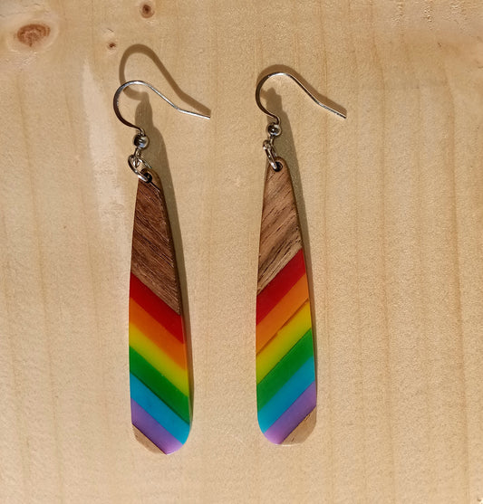 Gorgeous Boho Rainbow Color Block Drop Earrings