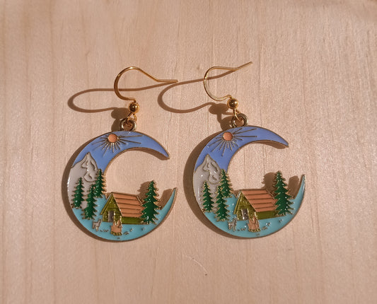 Cabin View Moon Earrings